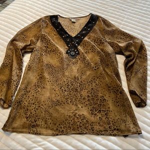 Sheer brown embellished tunic